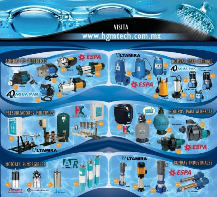 Bombas y Motores Sumergibles para pozo Profundos y Equipamientos Completos para Albercas. * HGM Technology *